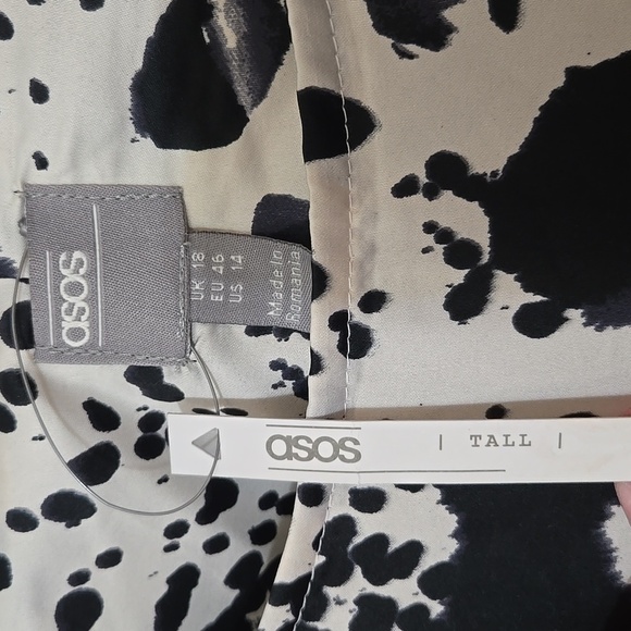 ASOS Animal PRINT MAXI DRESS Plus 14 TALL WOMENS BLACK OFF WHITE - Picture 2 of 9